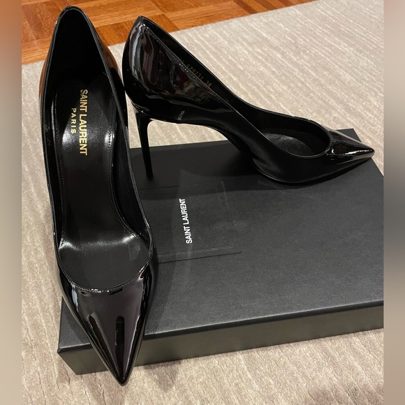 SAINT LAURENT ZOE PUMP 85mm BLACK PATENT LEATHER NEW IN BOX Size 38 US 7.5 - Picture 7 of 10